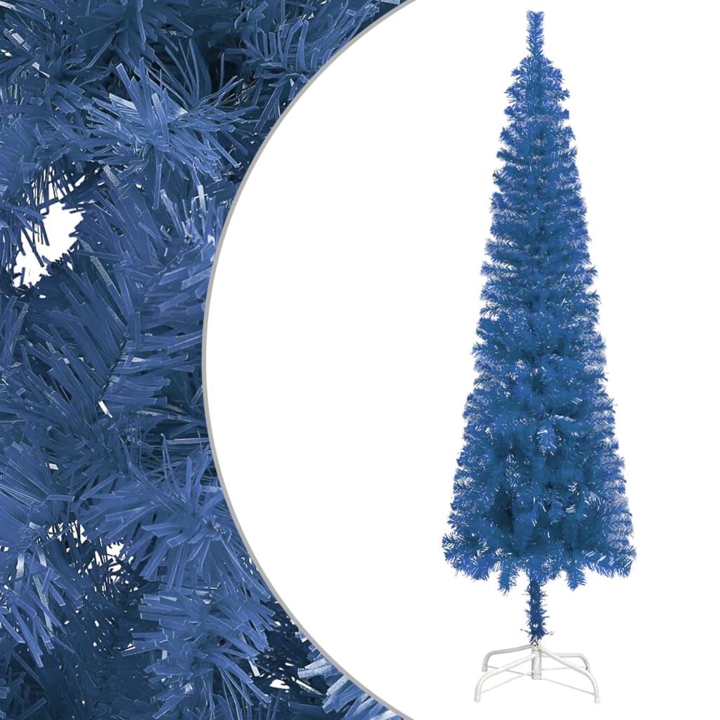 Kerstboom Met Led's En Kerstballen Smal 150 Cm Blauw