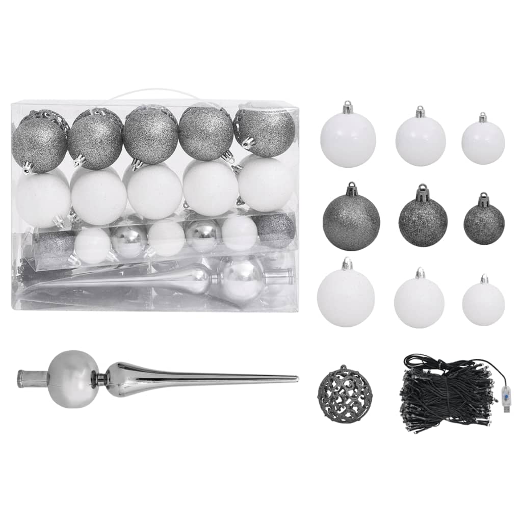 Kerstboom Met Led's En Kerstballen Smal 150 Cm Blauw