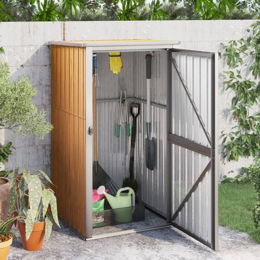 Tuinschuur 88X89X161 Cm Gegalvaniseerd Staal Bruin