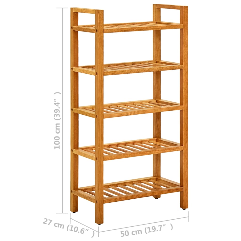 Schoenenrek Met 5 Schappen 50X27X100 Cm Massief Eikenhout