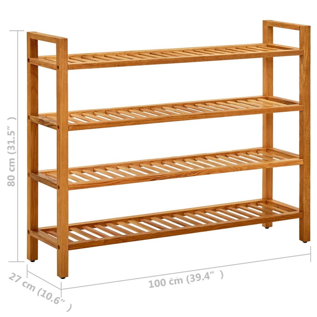 Schoenenrek Met 4 Schappen 100X27X80 Cm Massief Eikenhout