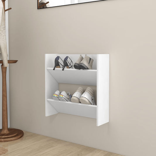 Wandschoenenkast 60X18X60 Cm Bewerkt Hout Wit