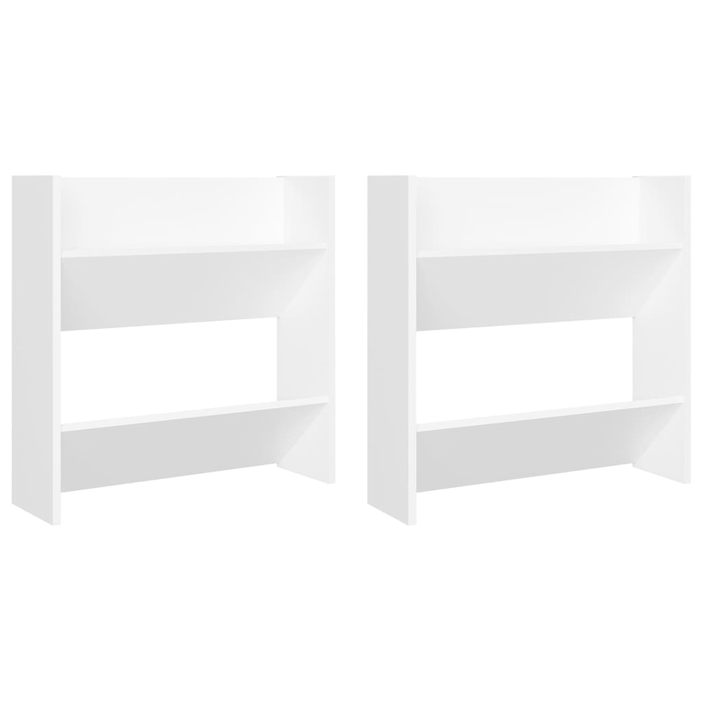 Wandschoenenkasten 2 St 60X18X60 Cm Bewerkt Hout Wit