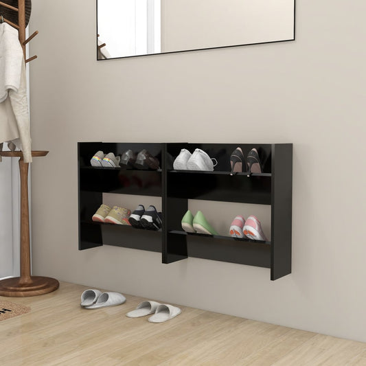 Wandschoenenkasten 2 St 60X18X60 Cm Spaanplaat Zwart