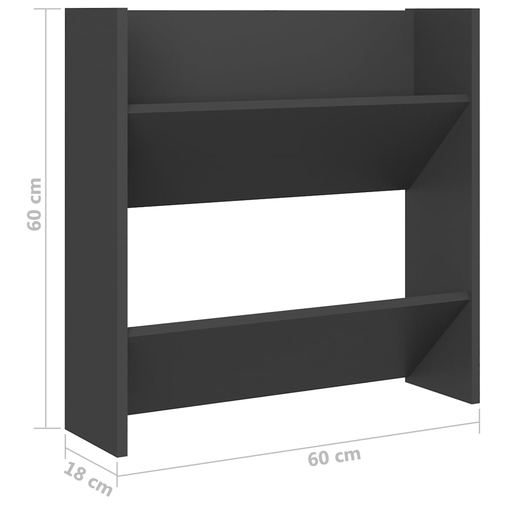 Wandschoenenkast 60X18X60 Cm Spaanplaat Grijs