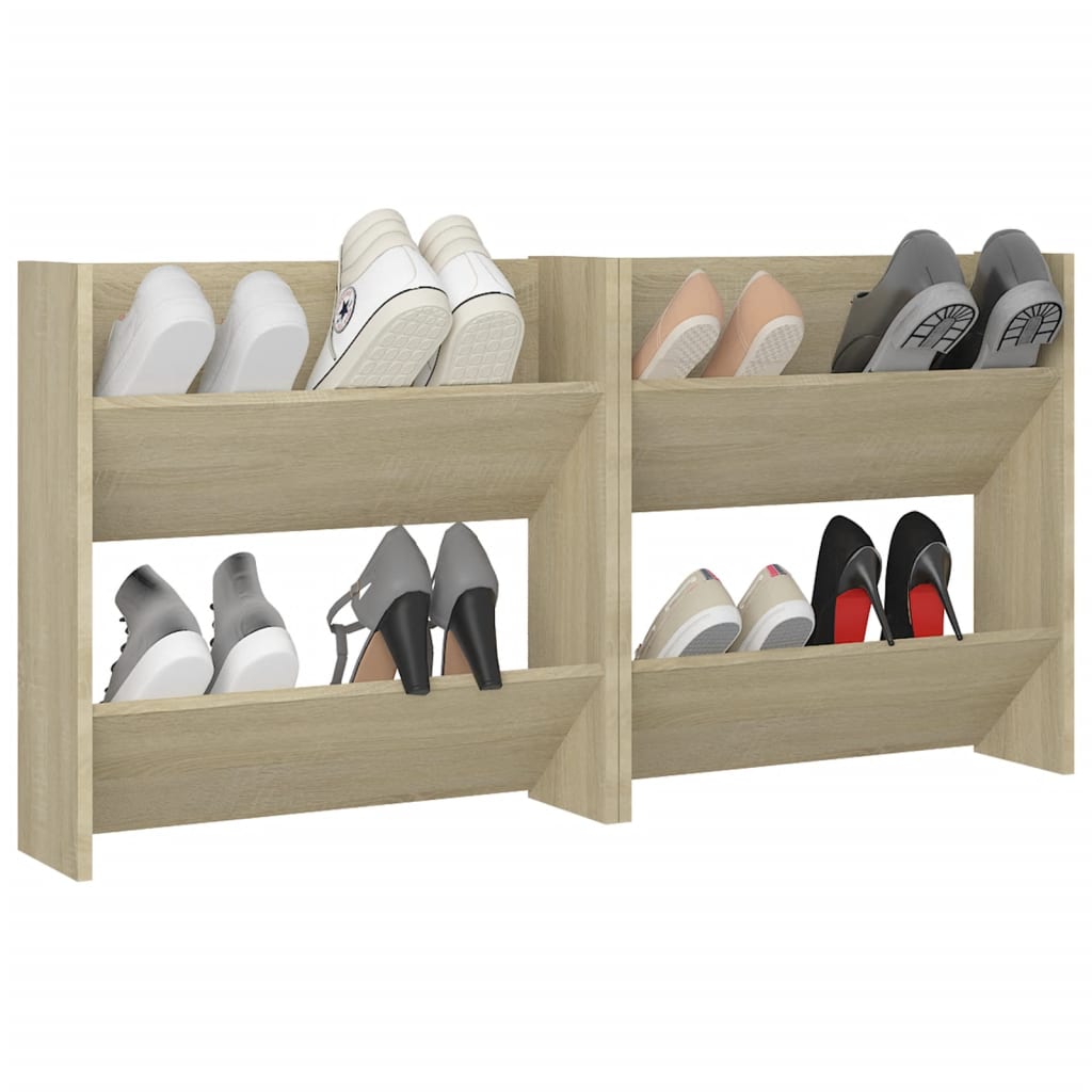 Wandschoenenkasten 2 St 60X18X60 Cm Spaanplaat Sonoma Eiken