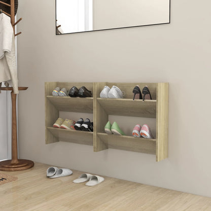 Wandschoenenkasten 2 St 60X18X60 Cm Spaanplaat Sonoma Eiken