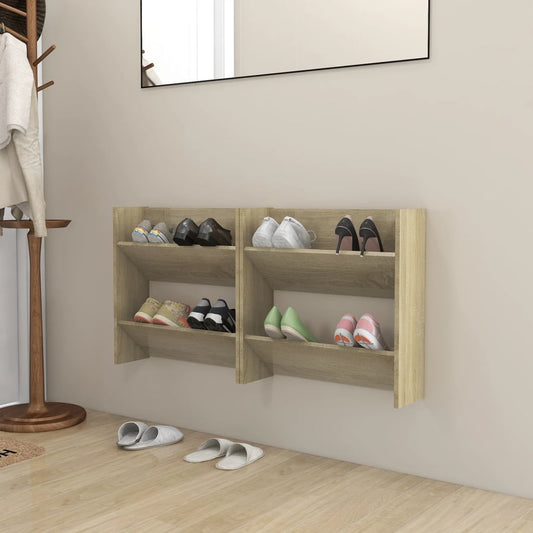 Wandschoenenkasten 2 St 60X18X60 Cm Spaanplaat Sonoma Eiken