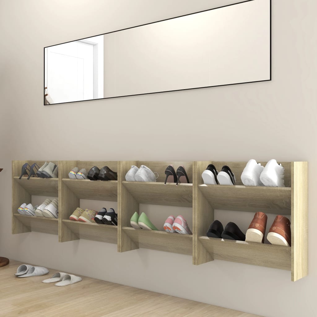 Wandschoenenkasten 4 St 60X18X60 Cm Spaanplaat Sonoma Eiken
