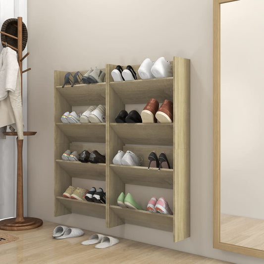 Wandschoenenkasten 4 St 60X18X60 Cm Spaanplaat Sonoma Eiken