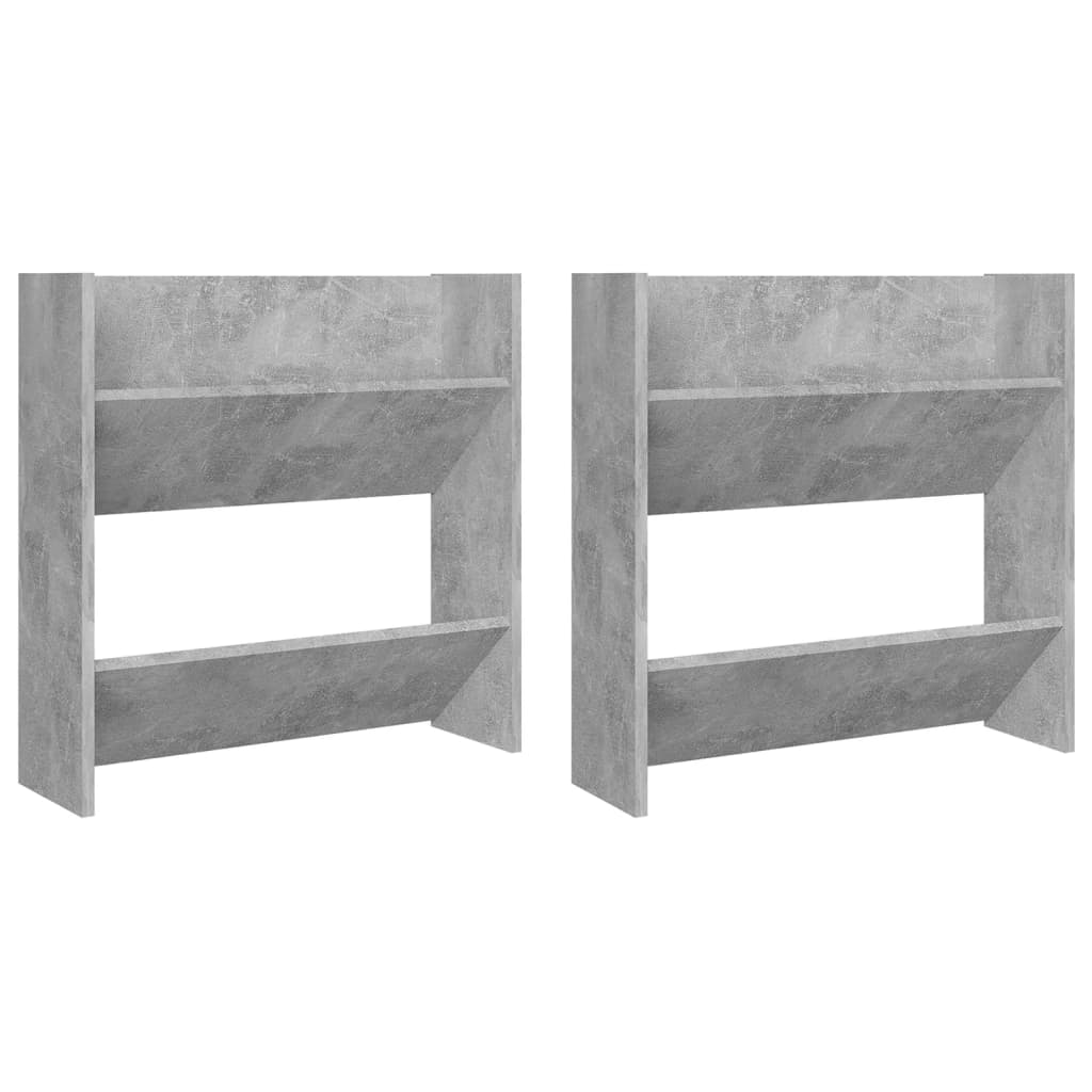 Wandschoenenkasten 2 St 60X18X60 Cm Spaanplaat Betongrijs
