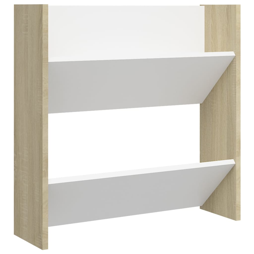 Wandschoenenkasten 4 St 60X18X60 Cm Spaanplaat Wit Sonoma Eiken