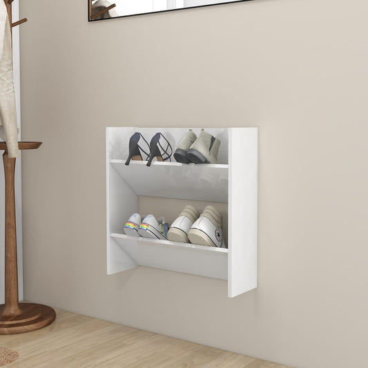 Wandschoenenkast 60X18X60 Cm Spaanplaat Hoogglans Wit