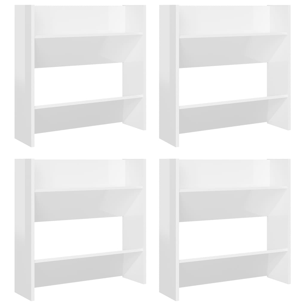 Wandschoenenkasten 4 St 60X18X60 Cm Spaanplaat Hoogglans Wit