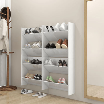 Wandschoenenkasten 4 St 60X18X60 Cm Spaanplaat Hoogglans Wit