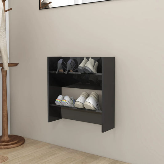 Wandschoenenkast 60X18X60 Cm Spaanplaat Hoogglans Zwart
