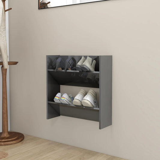 Wandschoenenkast 60X18X60 Cm Spaanplaat Hoogglans Grijs