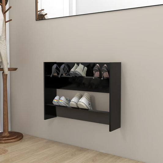 Wandschoenenkast 80X18X60 Cm Spaanplaat Zwart