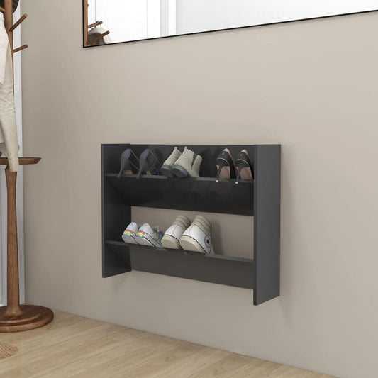 Wandschoenenkast 80X18X60 Cm Spaanplaat Grijs