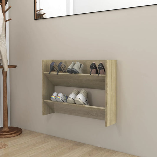 Wandschoenenkast 80X18X60 Cm Spaanplaat Sonoma Eikenkleurig
