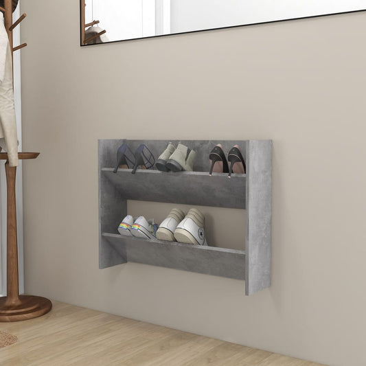 Wandschoenenkast 80X18X60 Cm Spaanplaat Betongrijs