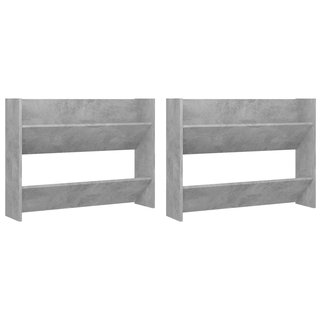 Wandschoenenkasten 2 St 80X18X60 Cm Spaanplaat Betongrijs
