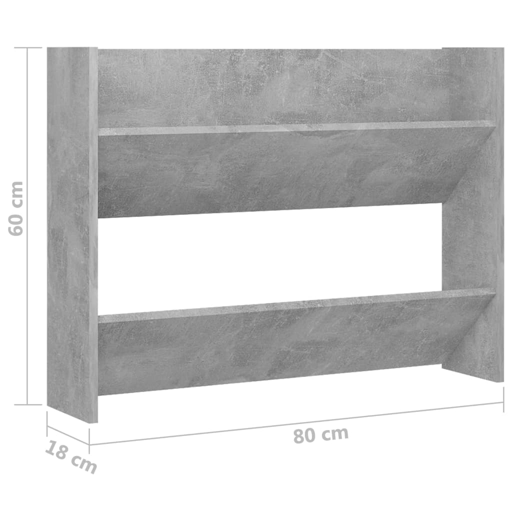 Wandschoenenkasten 2 St 80X18X60 Cm Spaanplaat Betongrijs
