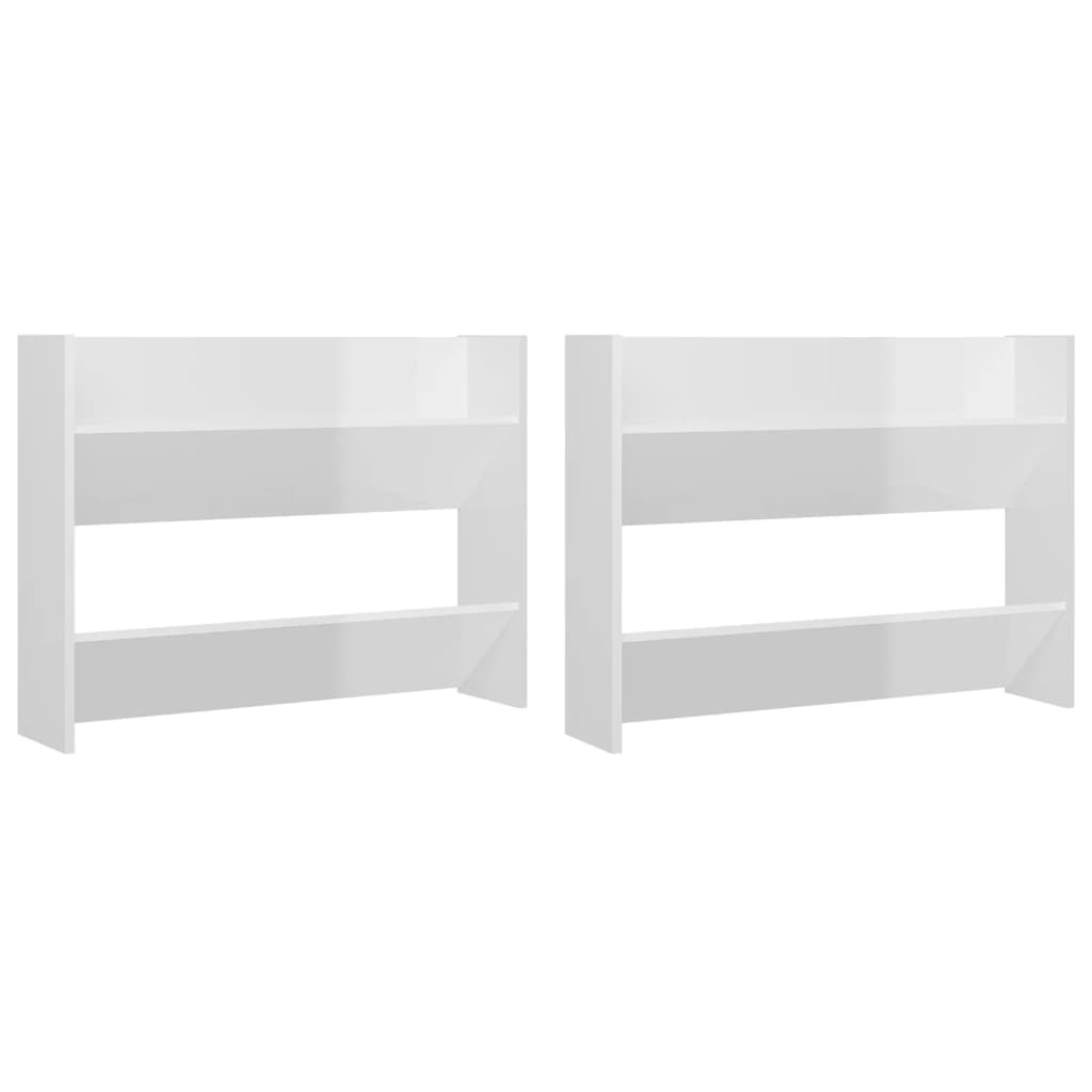 Wandschoenenkasten 2 St 80X18X60 Cm Spaanplaat Hoogglans Wit