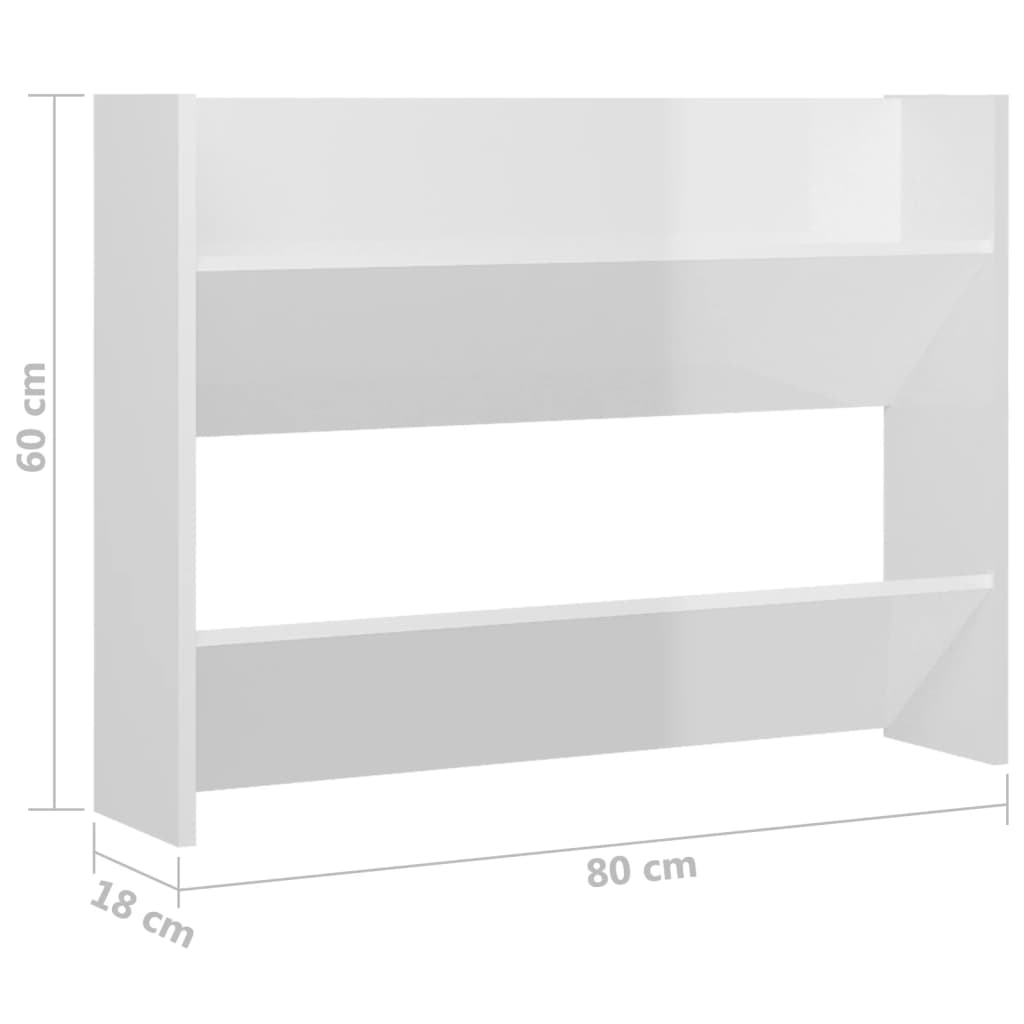 Wandschoenenkasten 2 St 80X18X60 Cm Spaanplaat Hoogglans Wit