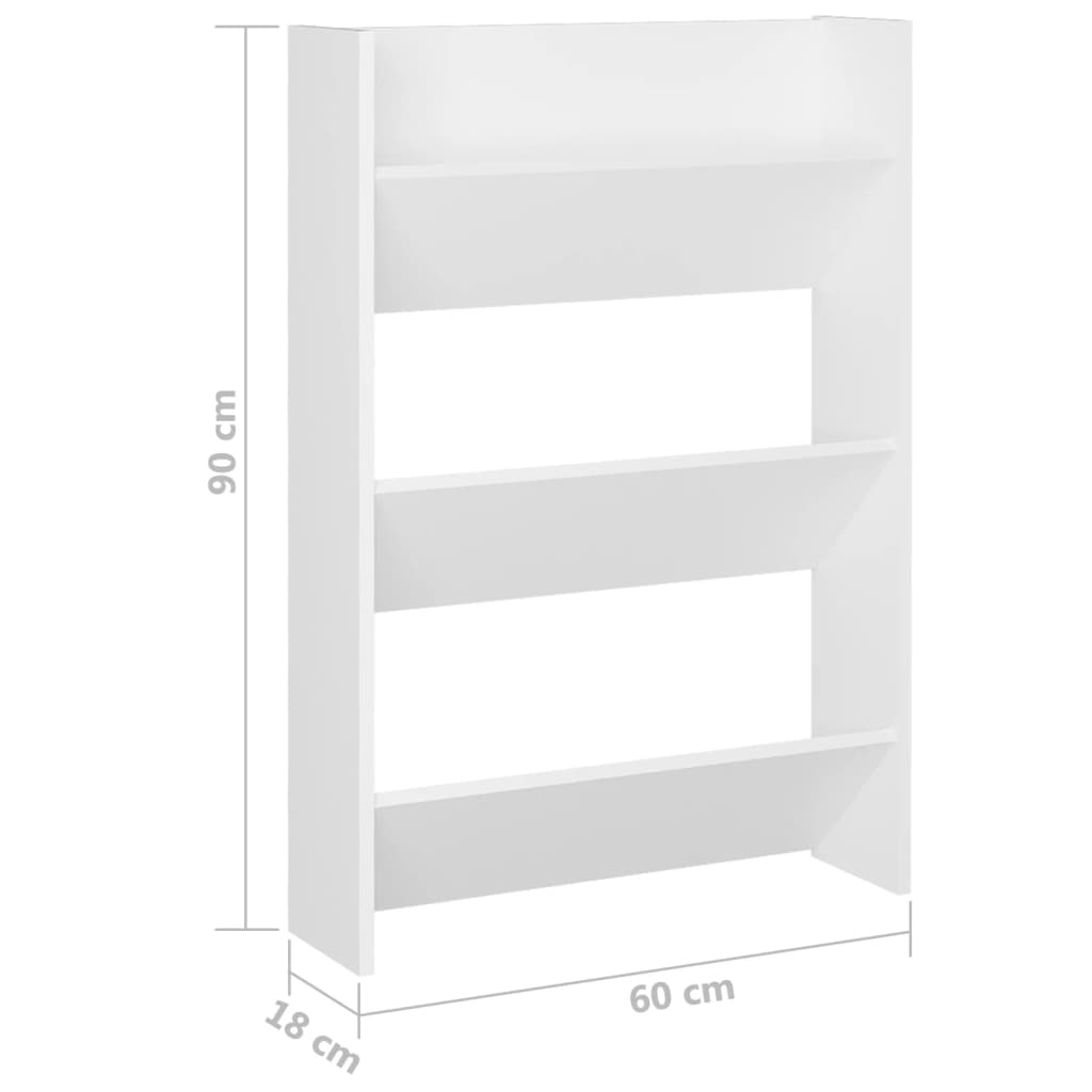 Wandschoenenkast 60X18X90 Cm Spaanplaat Wit