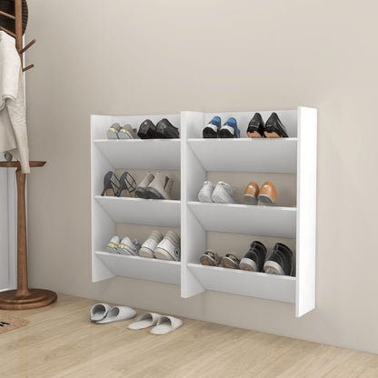 Wandschoenenkasten 2 St 60X18X90 Cm Spaanplaat Wit