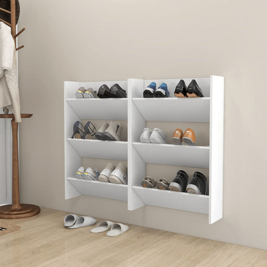 Wandschoenenkasten 2 St 60X18X90 Cm Spaanplaat Wit