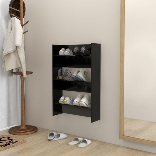 Wandschoenenkast 60X18X90 Cm Spaanplaat Zwart