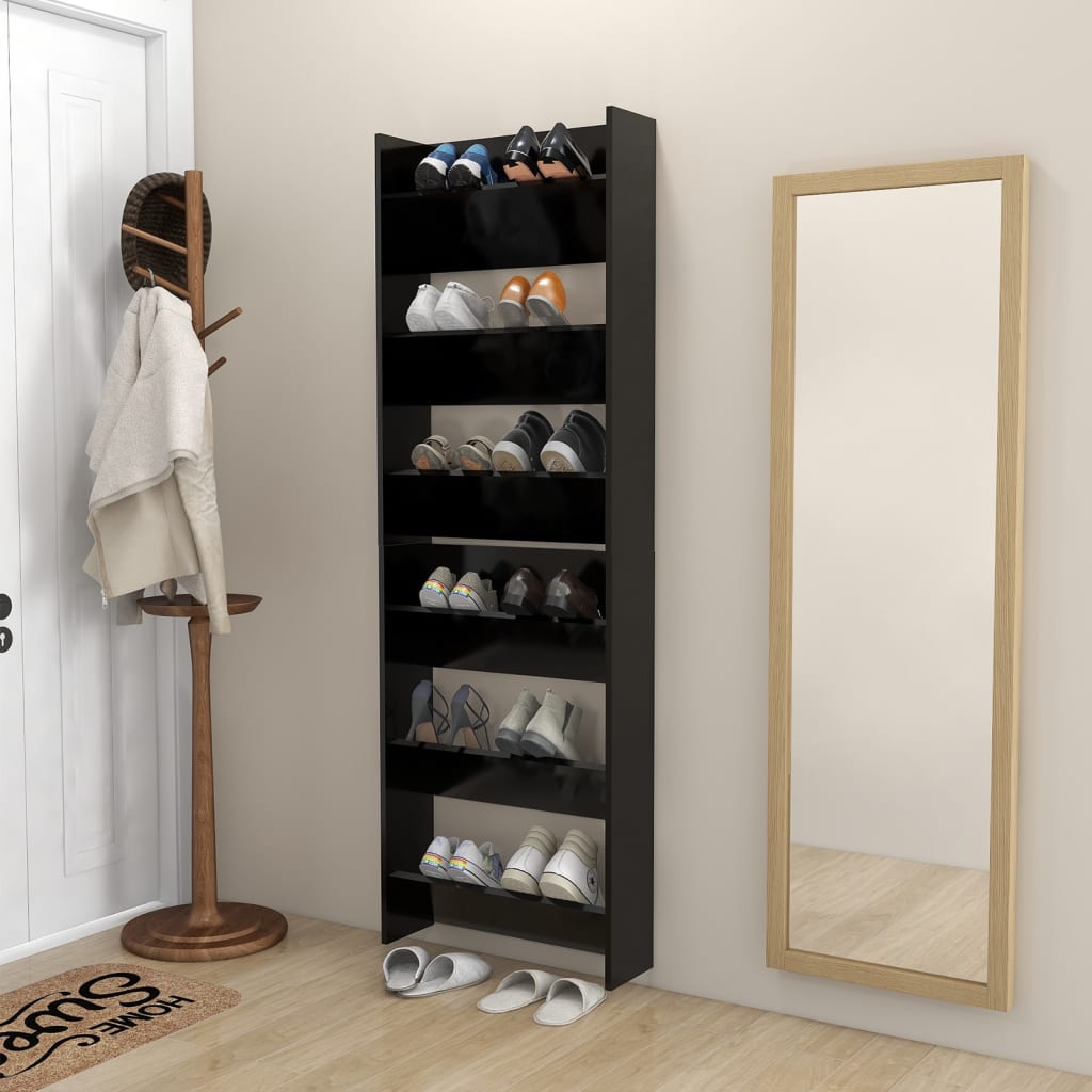 Wandschoenenkasten 2 St 60X18X90 Cm Spaanplaat Zwart