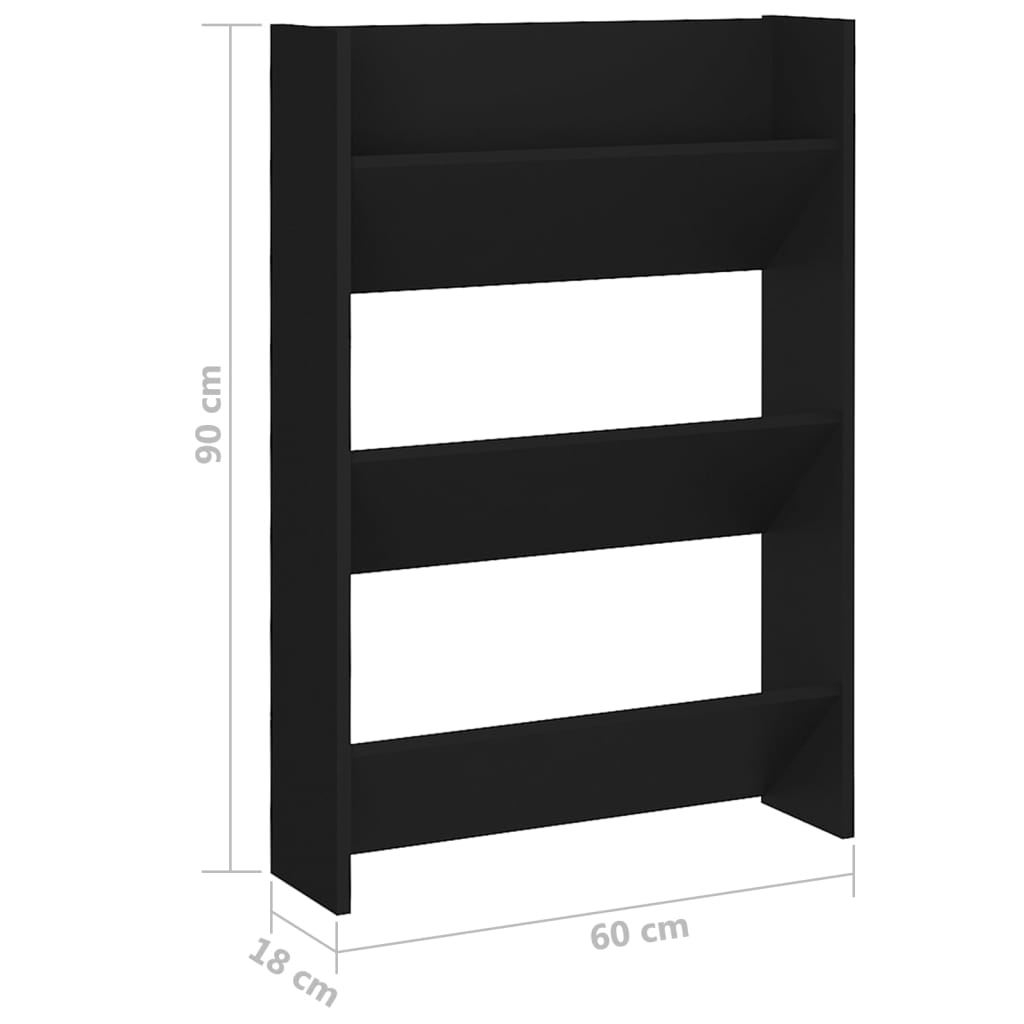Wandschoenenkasten 2 St 60X18X90 Cm Spaanplaat Zwart