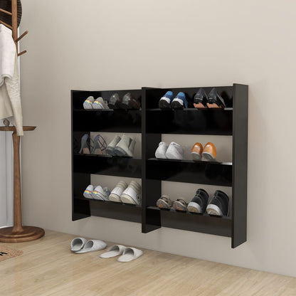 Wandschoenenkasten 2 St 60X18X90 Cm Spaanplaat Zwart
