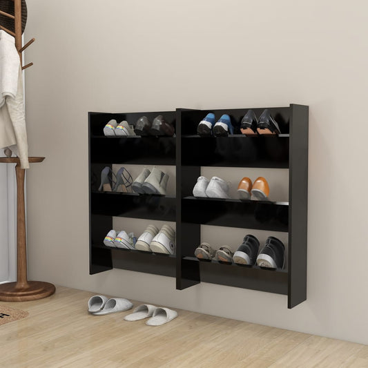 Wandschoenenkasten 2 St 60X18X90 Cm Spaanplaat Zwart