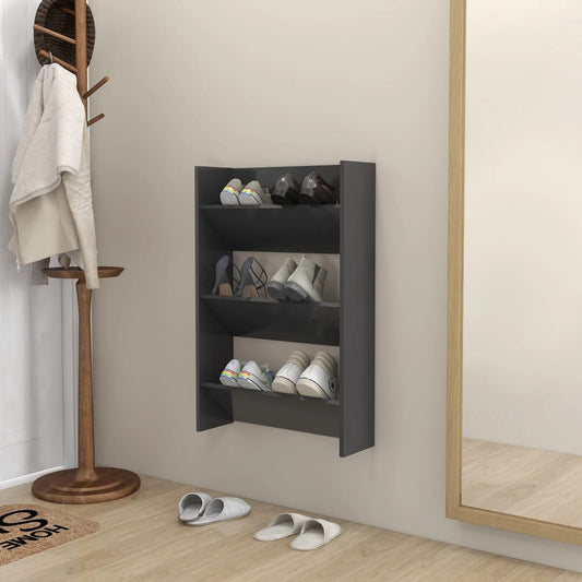 Wandschoenenkast 60X18X90 Cm Spaanplaat Grijs