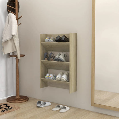 Wandschoenenkast 60X18X90 Cm Spaanplaat Sonoma Eikenkleurig
