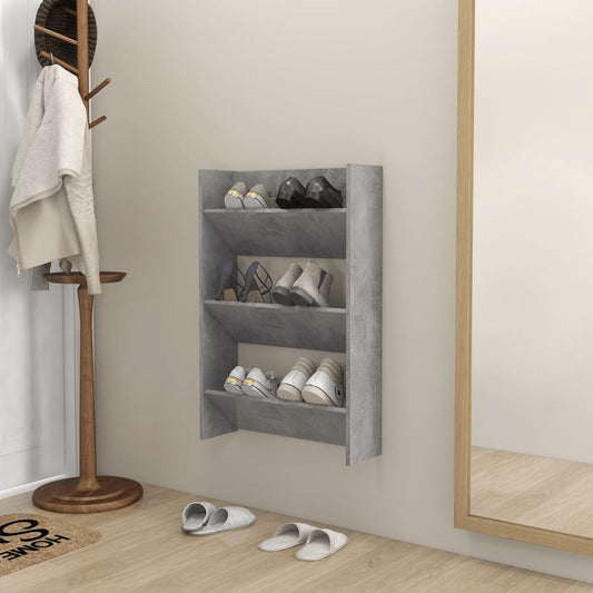 Wandschoenenkast 60X18X90 Cm Spaanplaat Betongrijs
