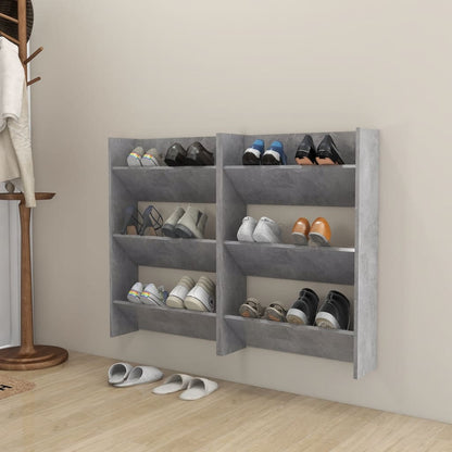 Wandschoenenkasten 2 St 60X18X90 Cm Spaanplaat Betongrijs