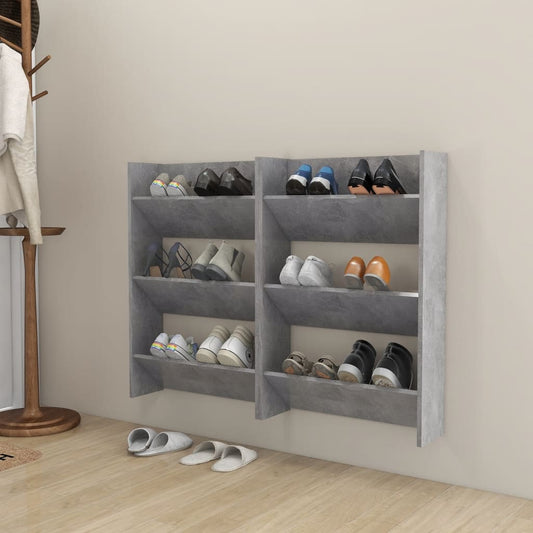 Wandschoenenkasten 2 St 60X18X90 Cm Spaanplaat Betongrijs