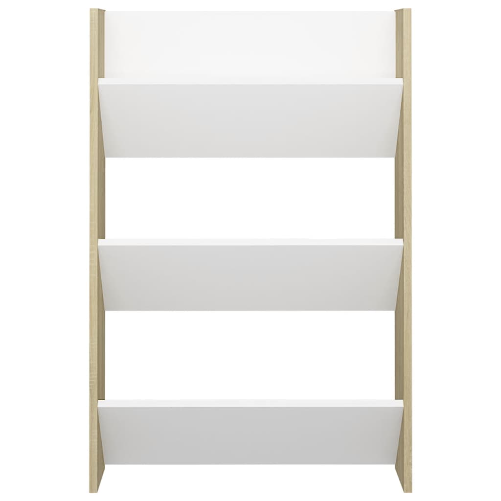 Wandschoenenkast 60X18X90 Cm Spaanplaat Wit Sonoma Eikenkleurig