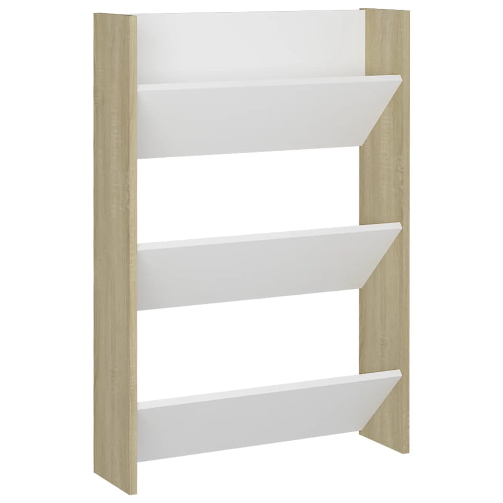 Wandschoenenkasten 2 St 60X18X90 Cm Spaanplaat Wit Sonoma Eiken