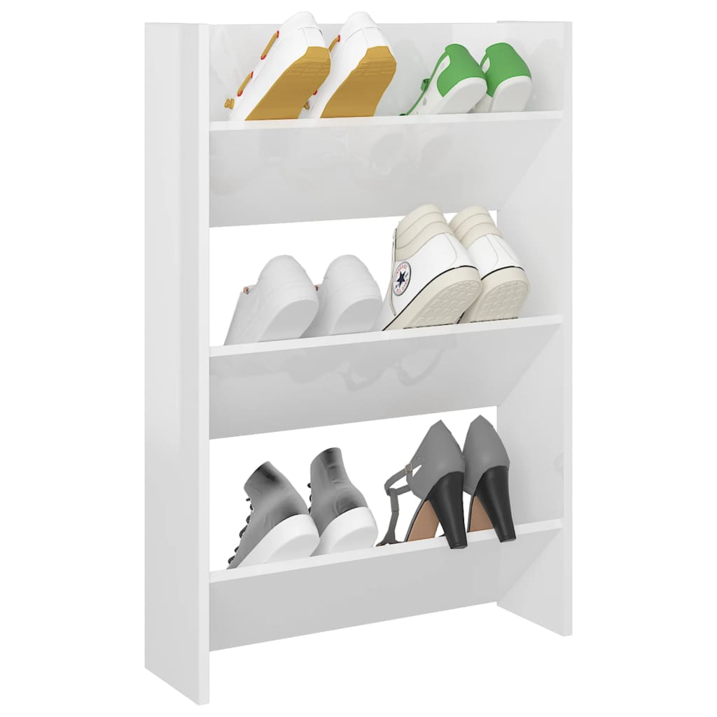 Wandschoenenkast 60X18X90 Cm Spaanplaat Hoogglans Wit