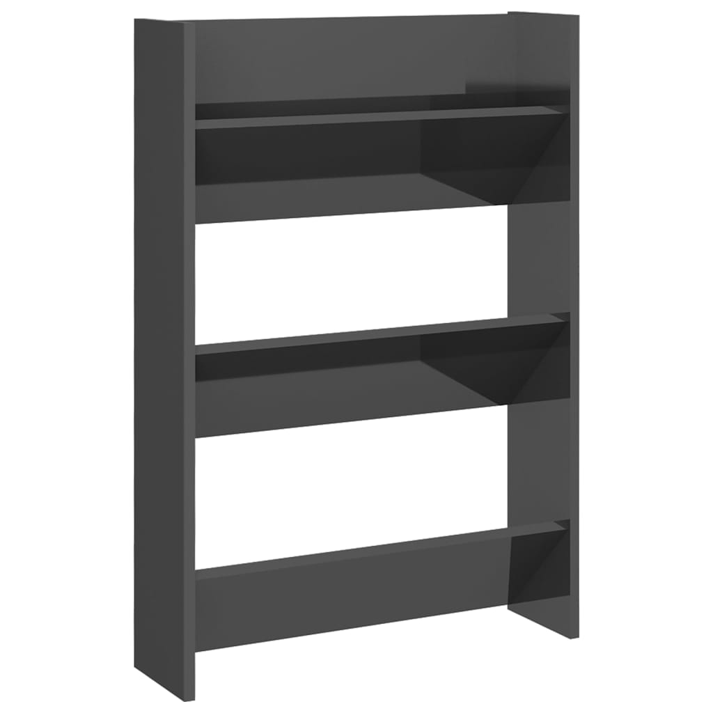 Wandschoenenkast 60X18X90 Cm Spaanplaat Hoogglans Grijs