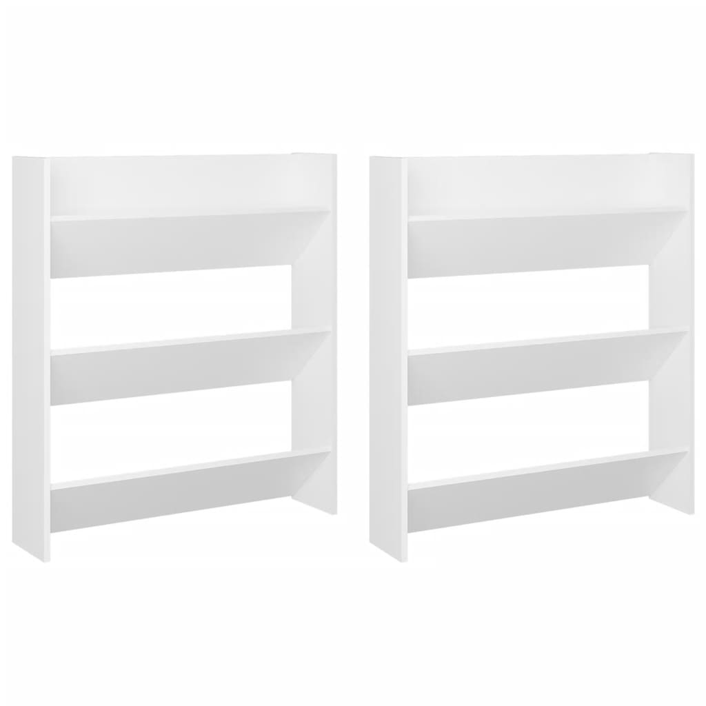 Wandschoenenkasten 2 St 80X18X90 Cm Spaanplaat Wit