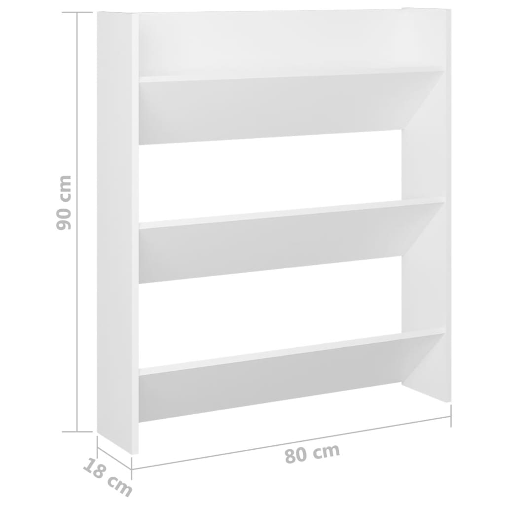 Wandschoenenkasten 2 St 80X18X90 Cm Spaanplaat Wit