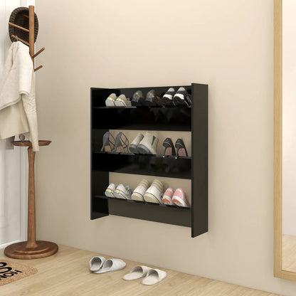 Wandschoenenkast 80X18X90 Cm Spaanplaat Zwart