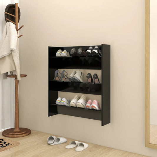 Wandschoenenkast 80X18X90 Cm Spaanplaat Zwart